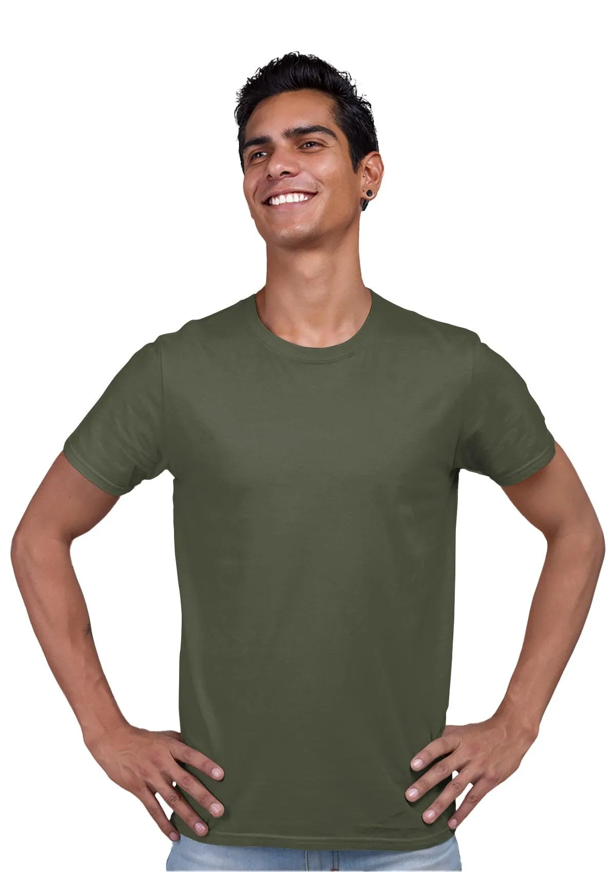 Men's Military Green Cotton T-Shirt