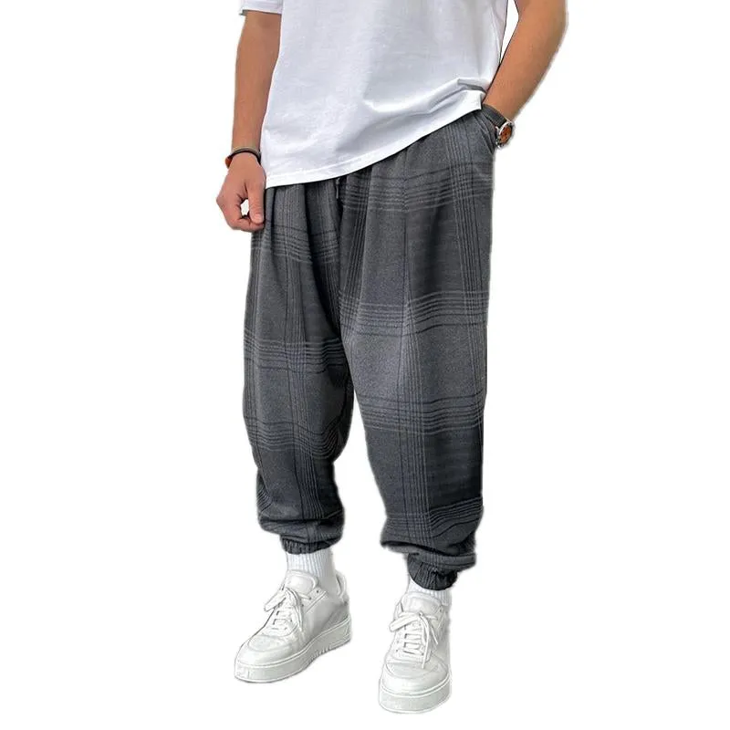 Men's Retro Loose Plaid Jogging pants 58910492YY