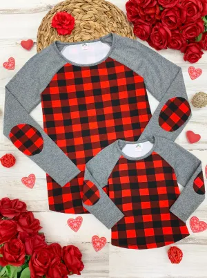 Mommy and Me Plaid-ishious Raglan Top