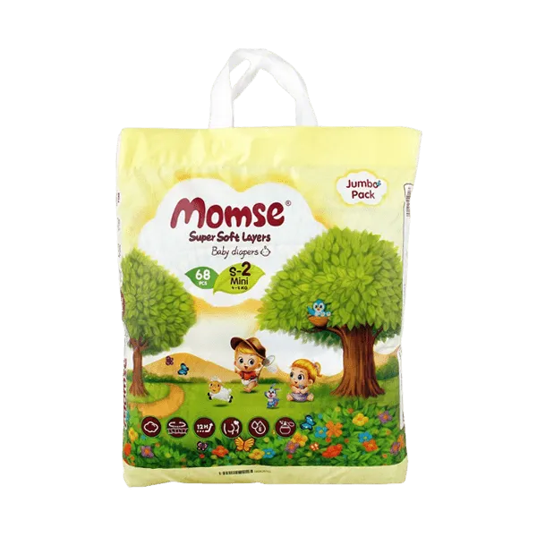 MOMSE BABY DIAPERS S-2 MINI 4-8 KG 68PCS