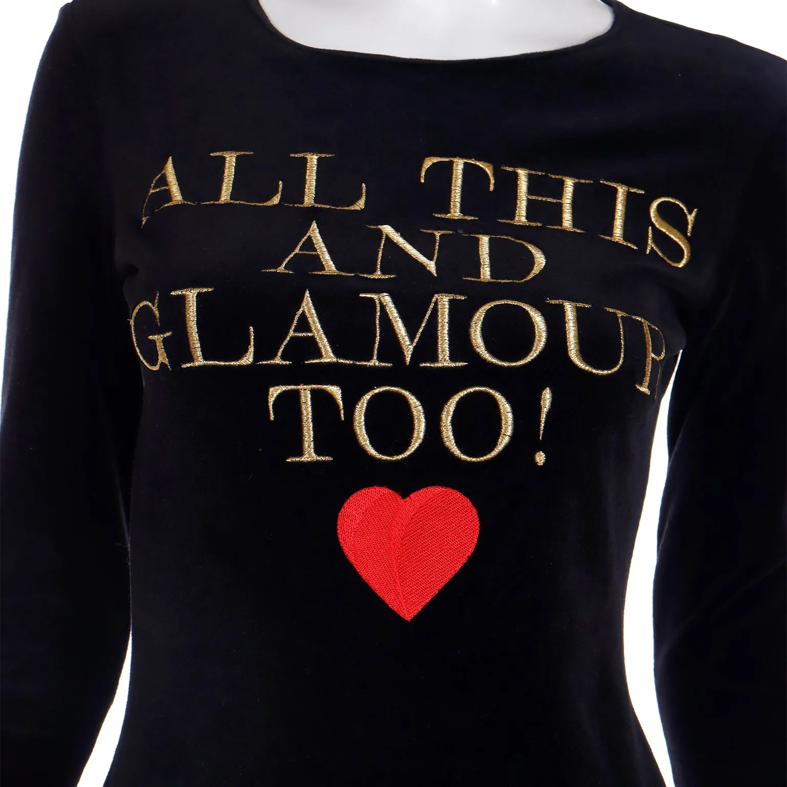 Moschino Vintage All This and Glamour Too Black Gold & Red Top