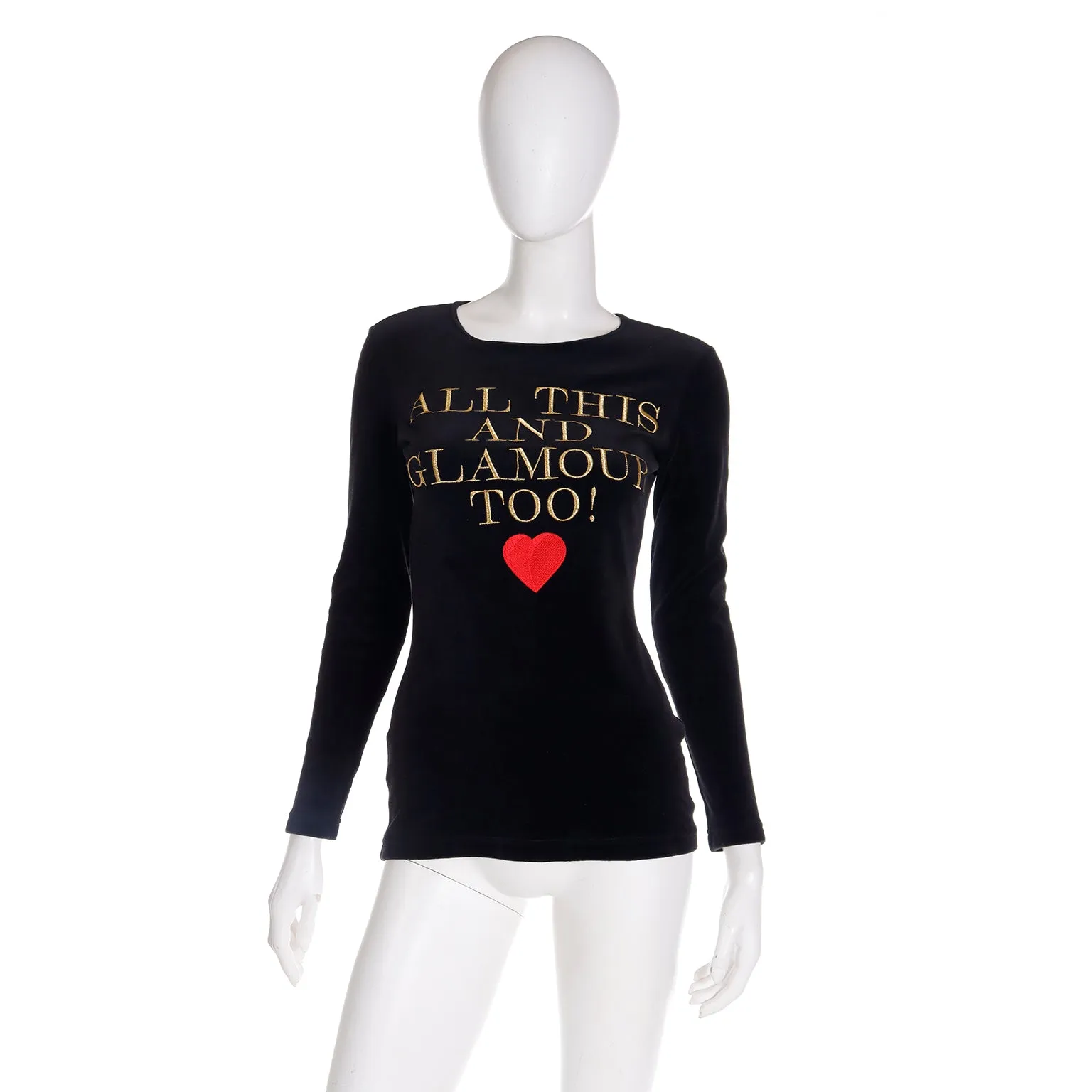 Moschino Vintage All This and Glamour Too Black Gold & Red Top