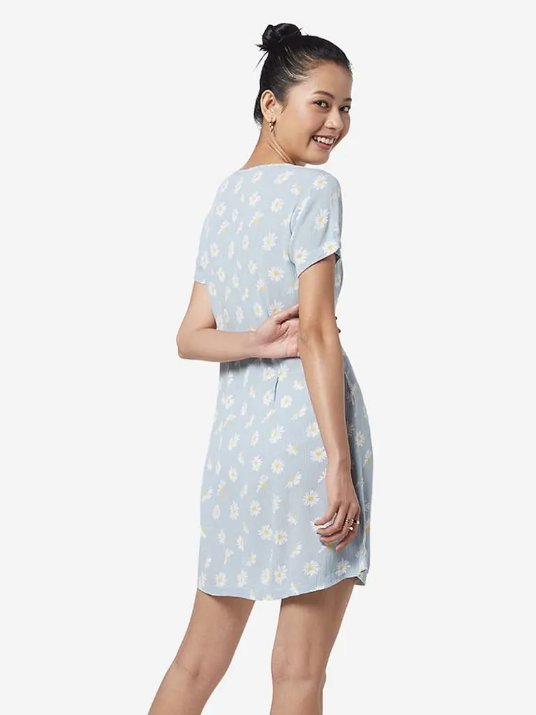 Nuon Light Blue Floral Printed Preston Dress