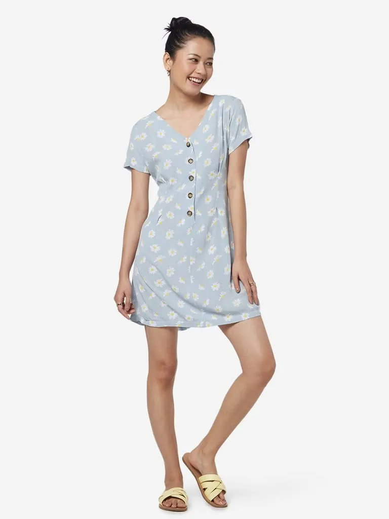 Nuon Light Blue Floral Printed Preston Dress