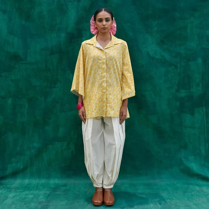 Organic Cotton Oversized Top for Women | Yellow | Printed