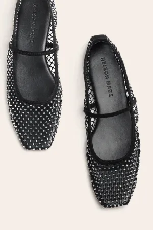 PHOEBE MESH FLAT - BLACK MESH STUD