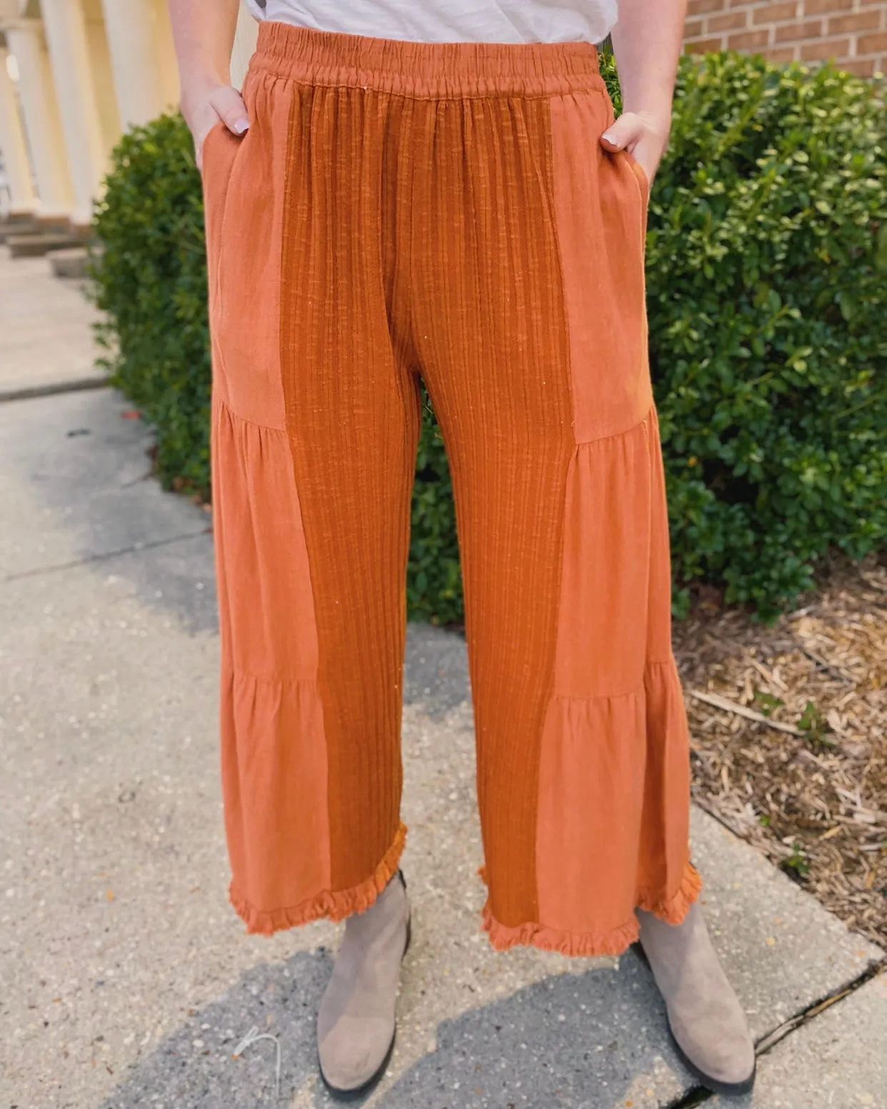 Pick of the Patch Burnt Orange Linen Pants