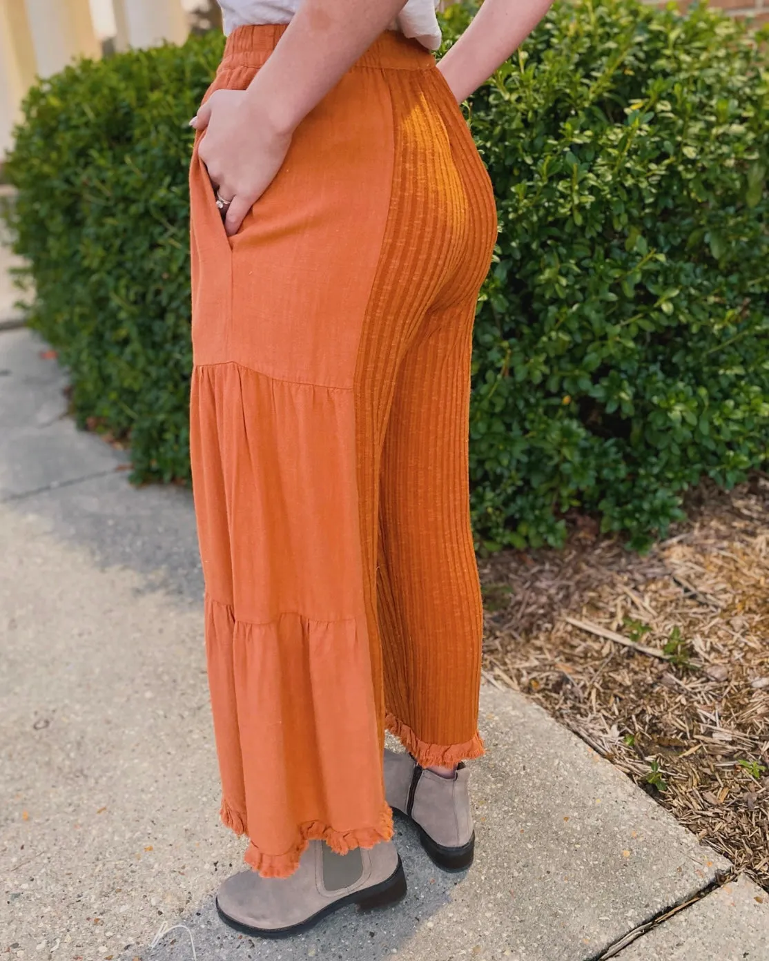 Pick of the Patch Burnt Orange Linen Pants