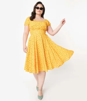 Plus Size Marigold & Pink Dainty Floral Aaliyah Swing Dress