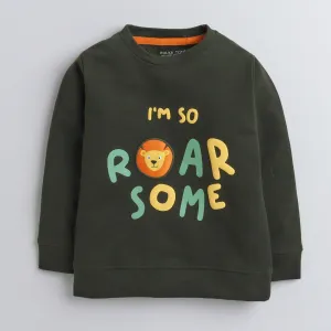 Polka Tots Full Sleeves Sweatshirt Roarsome Green