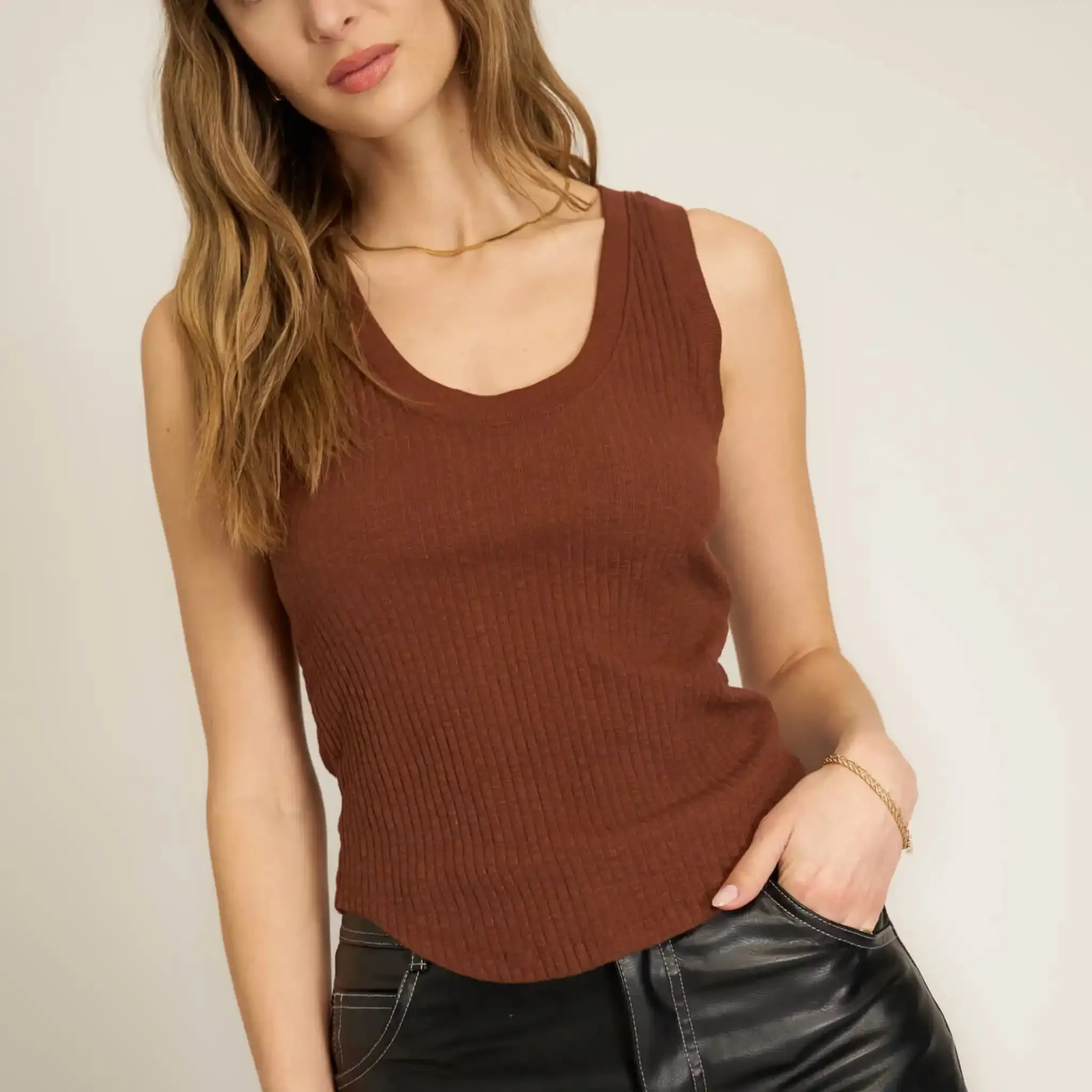 PST Suki Scoop Neck Rib Tank