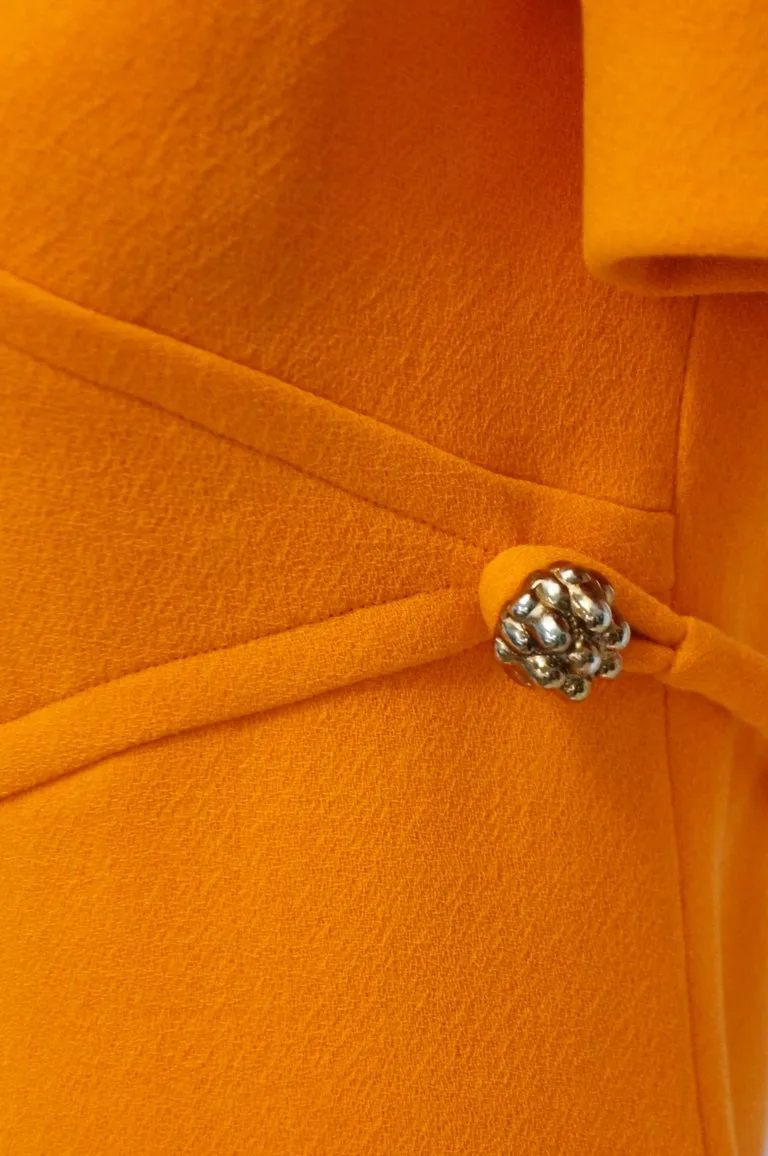 Rare 1960s Bill Blass Orange Mod Mini Dress with Nugget Belt Detail