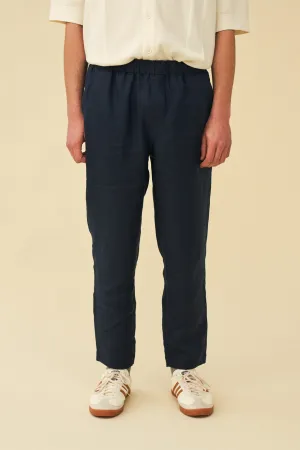 SEVILLE LINEN TROUSERS - NAVY