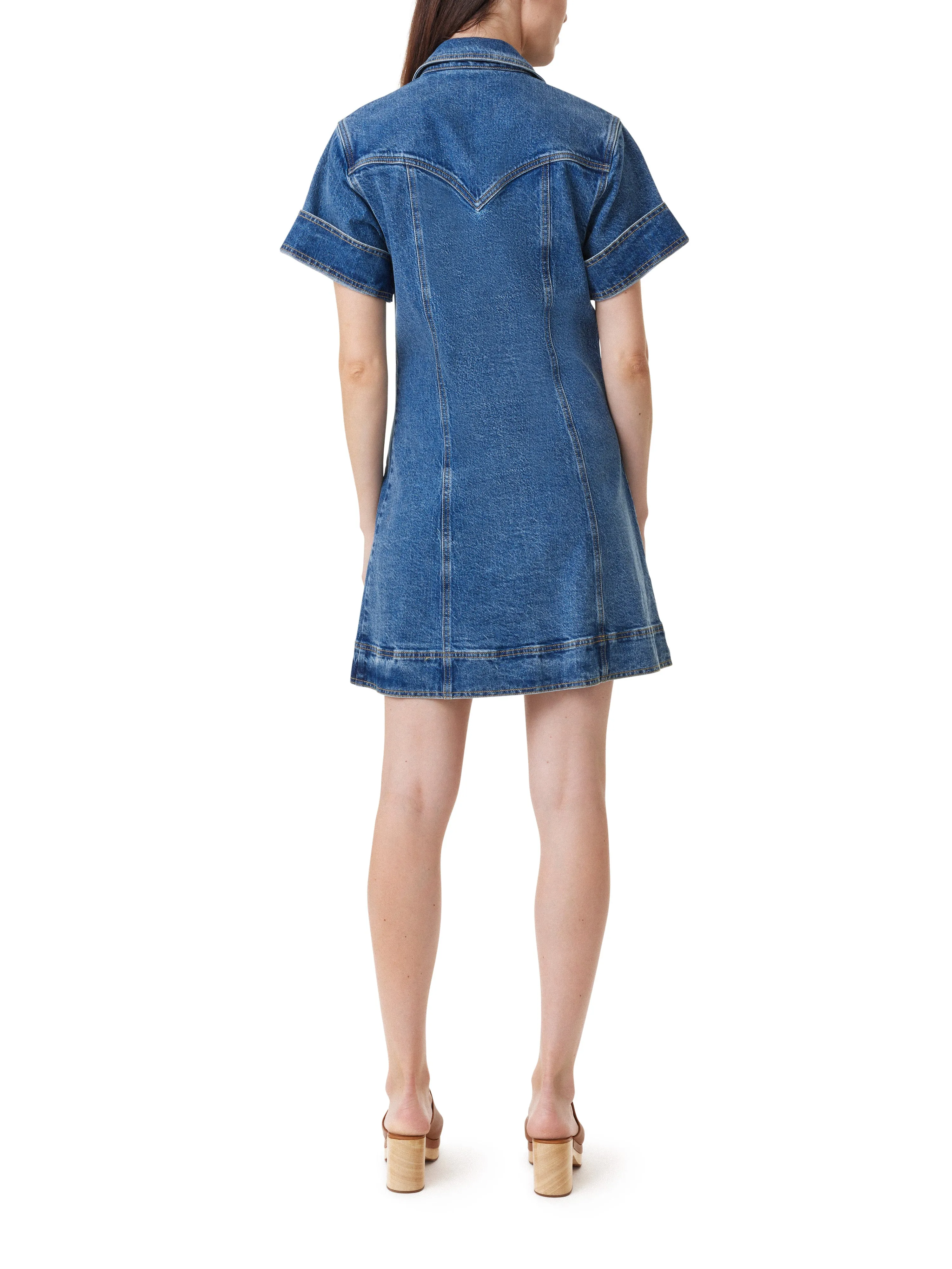 Short Sleeve Denim Shift Dress