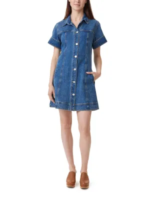 Short Sleeve Denim Shift Dress