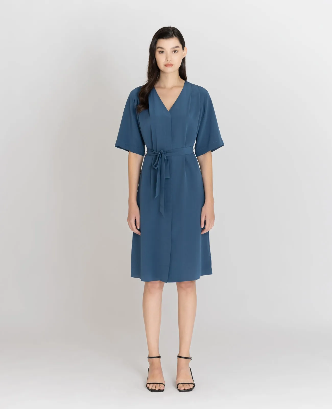 Silk V-neck Shirt Dress