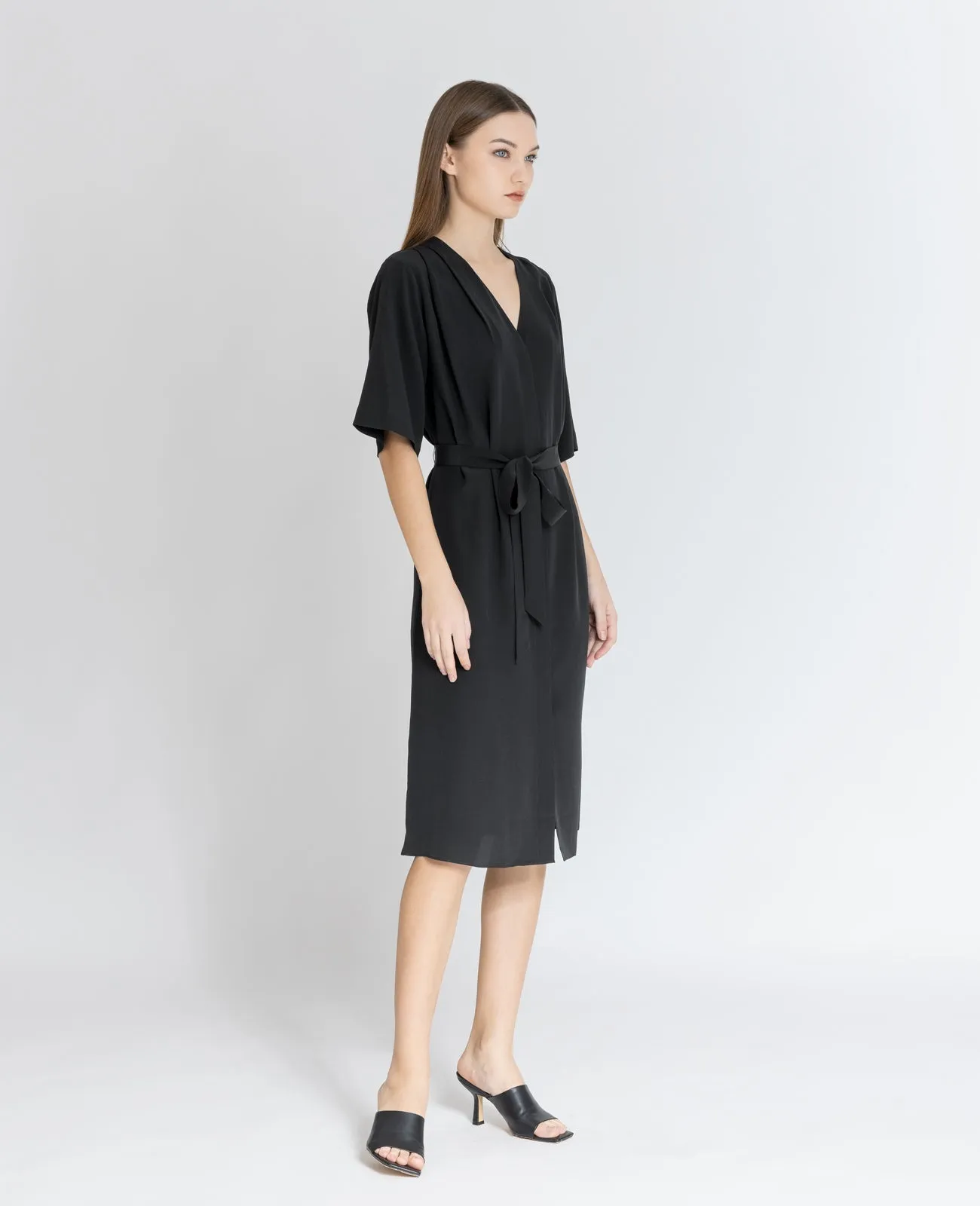 Silk V-neck Shirt Dress