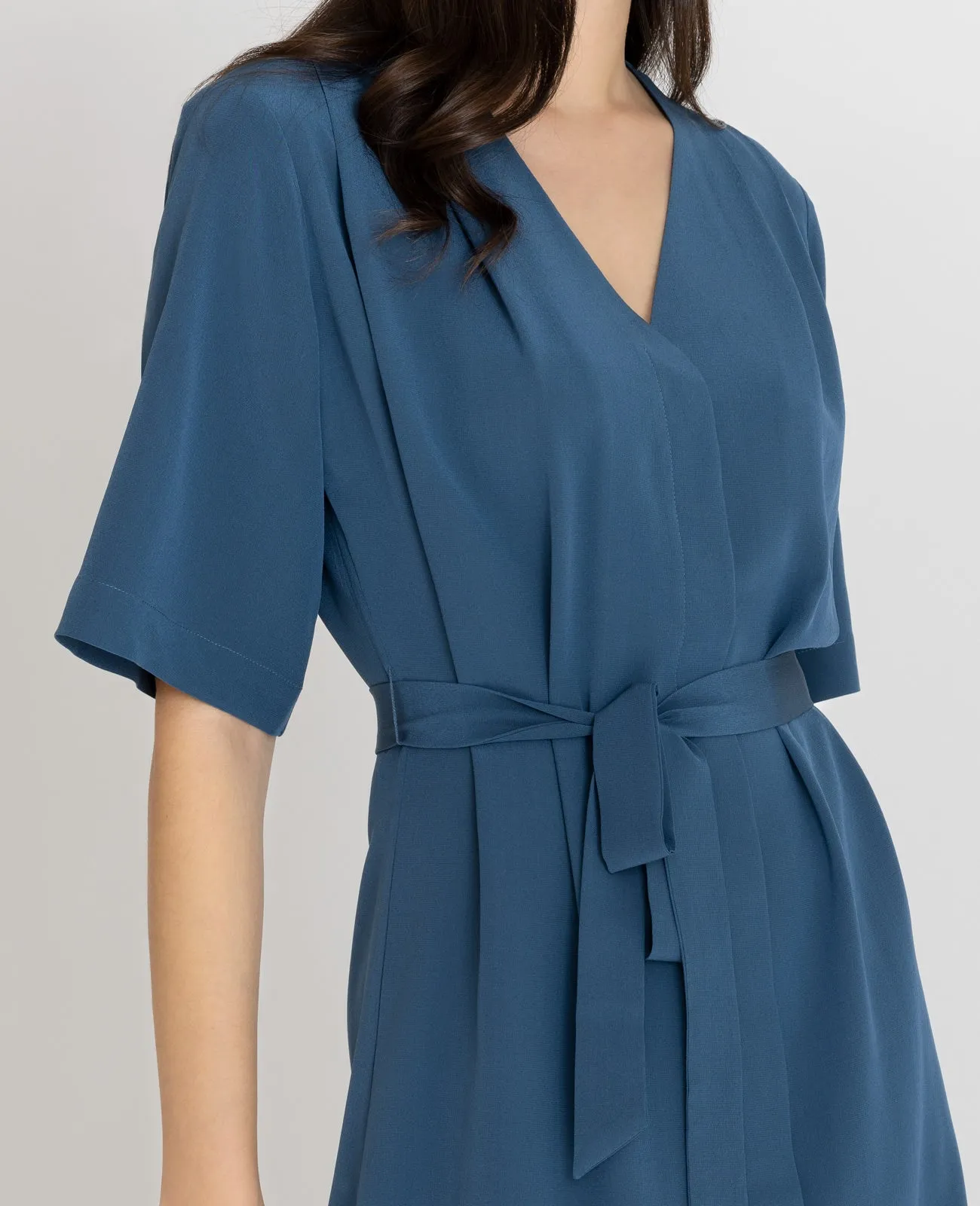 Silk V-neck Shirt Dress