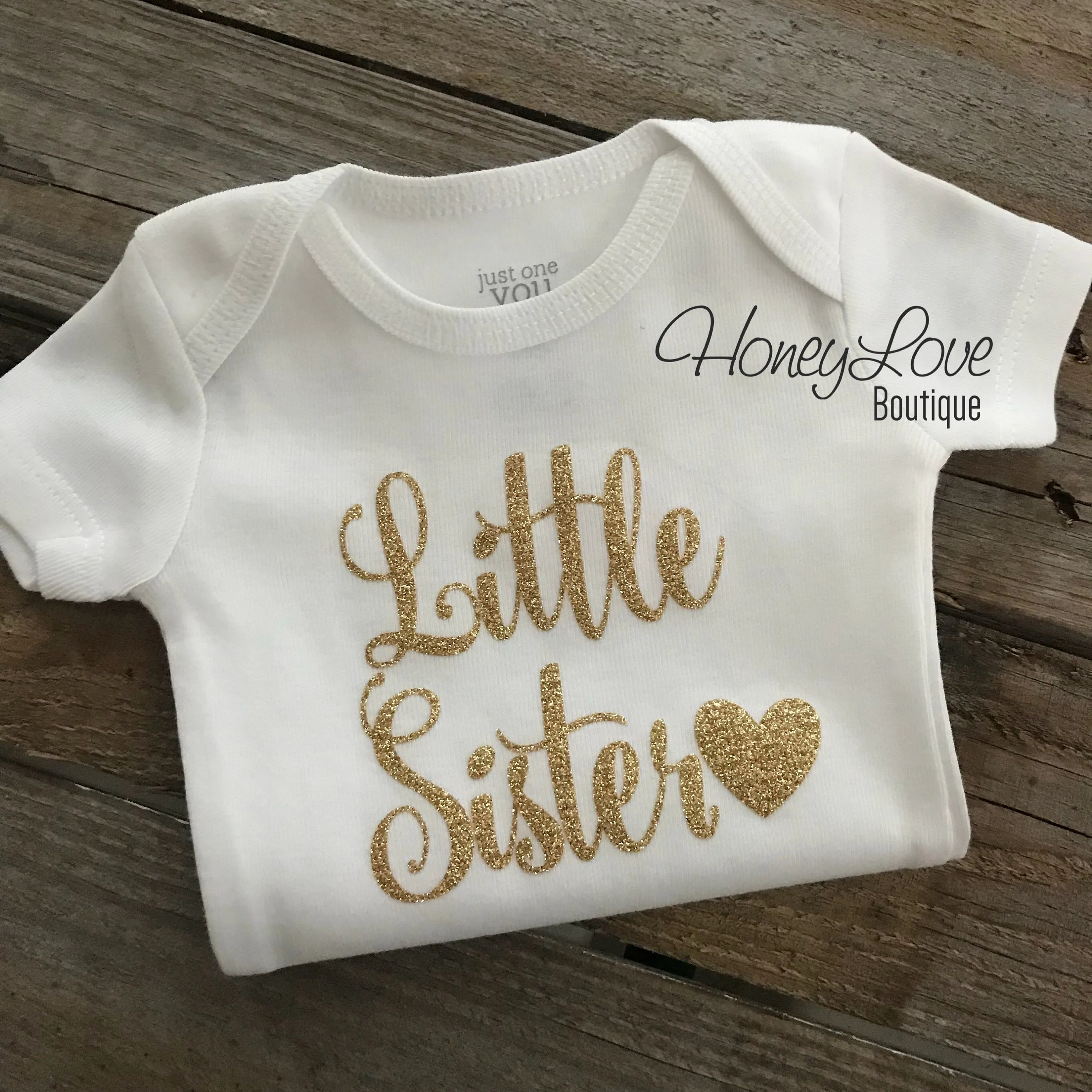 Sister bodysuits and shirts - Gold Glitter