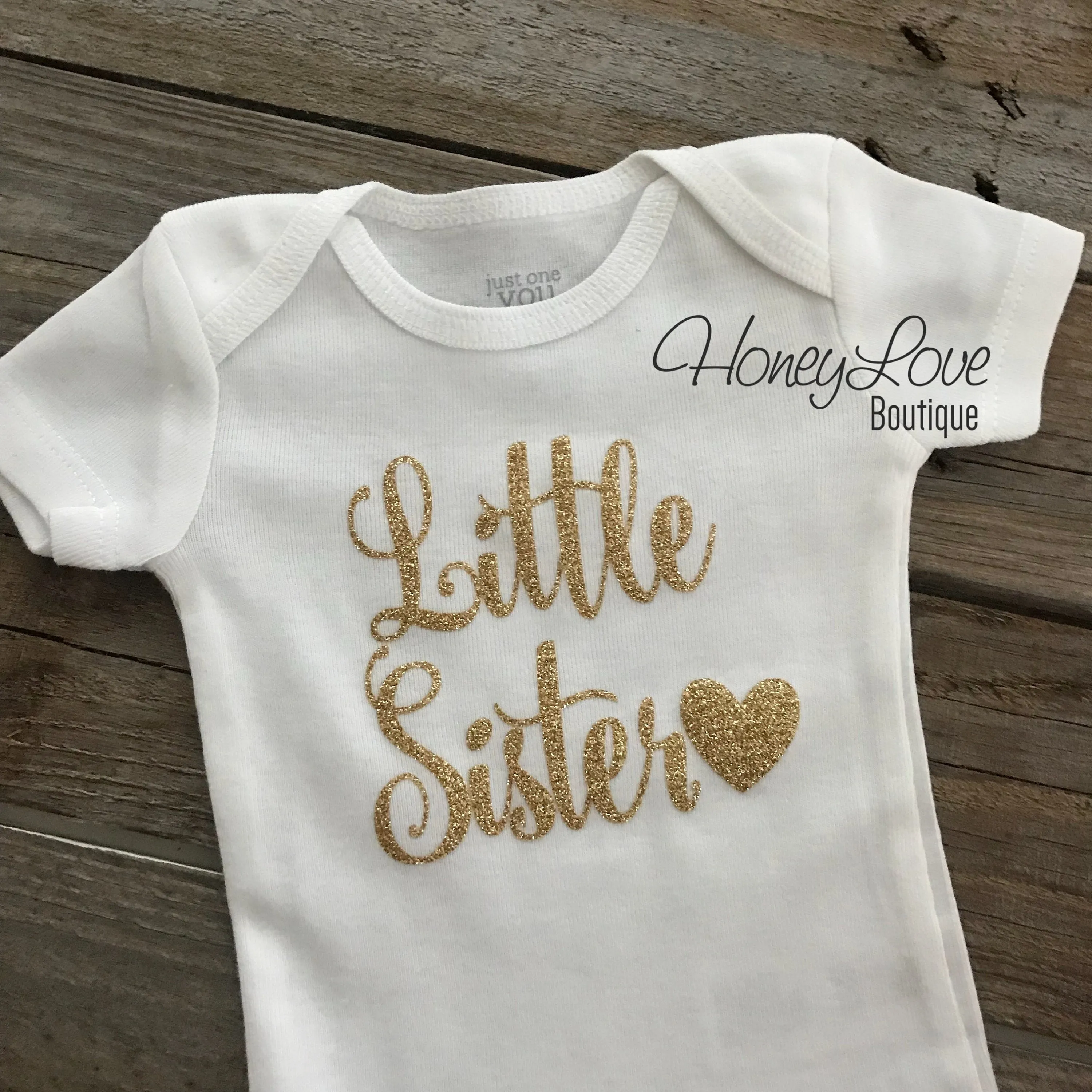 Sister bodysuits and shirts - Gold Glitter