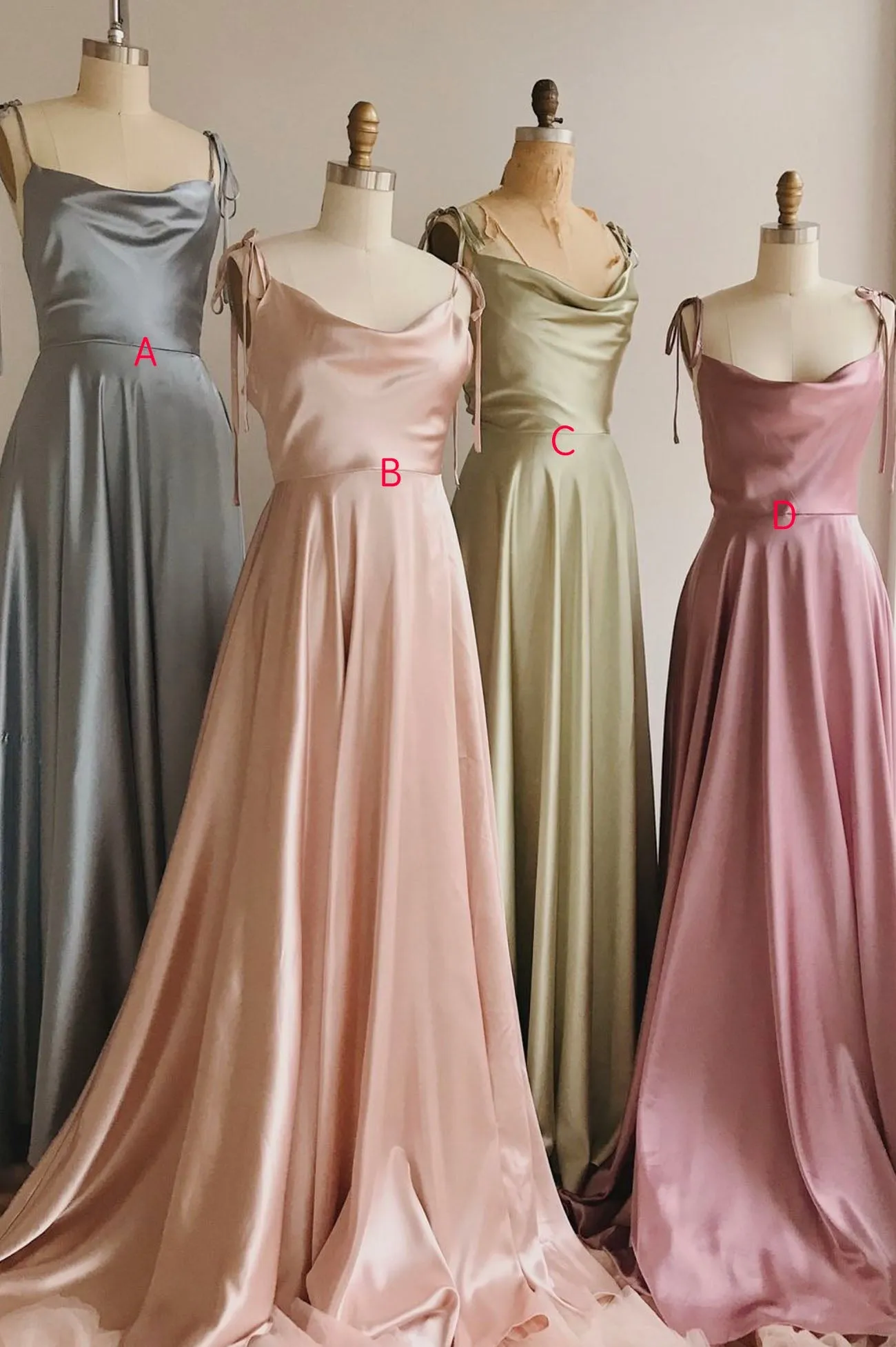 Elegant Simple Satin A-Line Long Prom Dress with Spaghetti Straps – Perfect for Parties