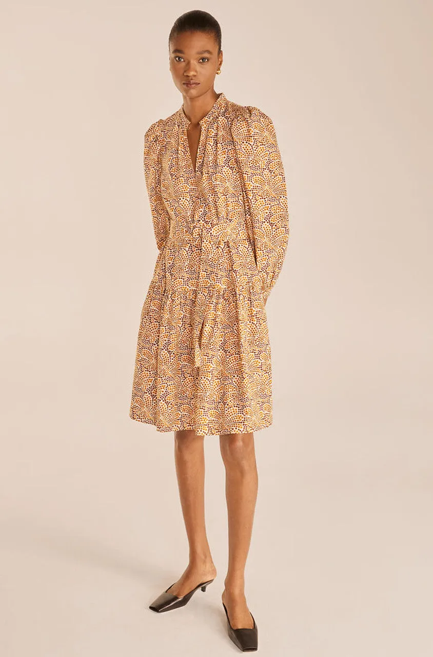 Speckled Fleur Puff Sleeve Dress