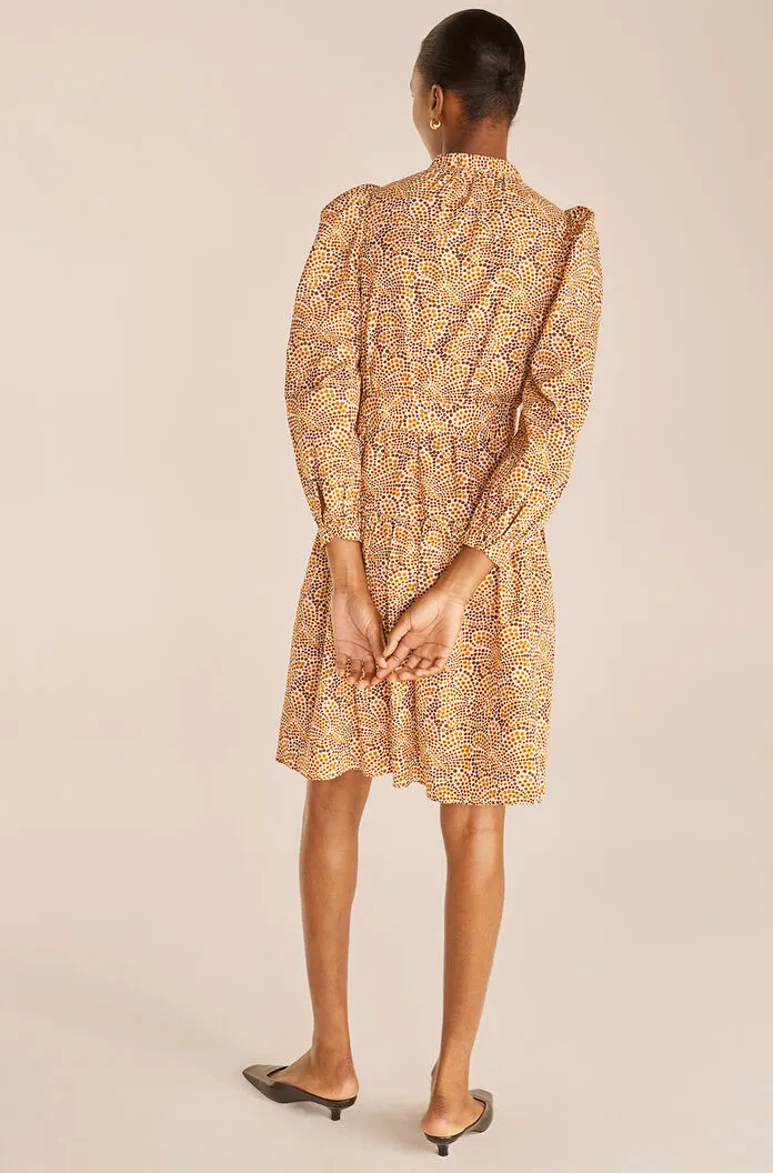 Speckled Fleur Puff Sleeve Dress