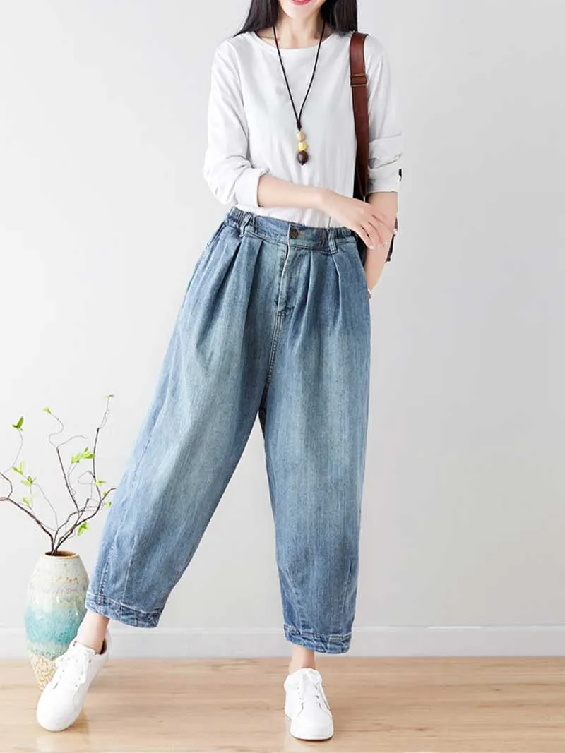 The Stars Shine Loose Retro Casual Denim Pant