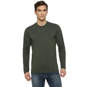 Turtle Men Dark Green Self Design Round Neck T-Shirts