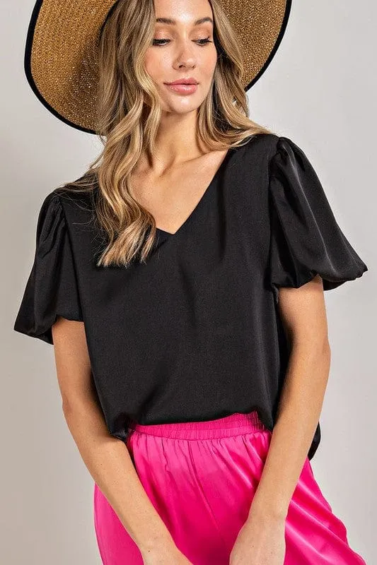 V-Neck Puff Sleeve Blouse Top *Online Only*