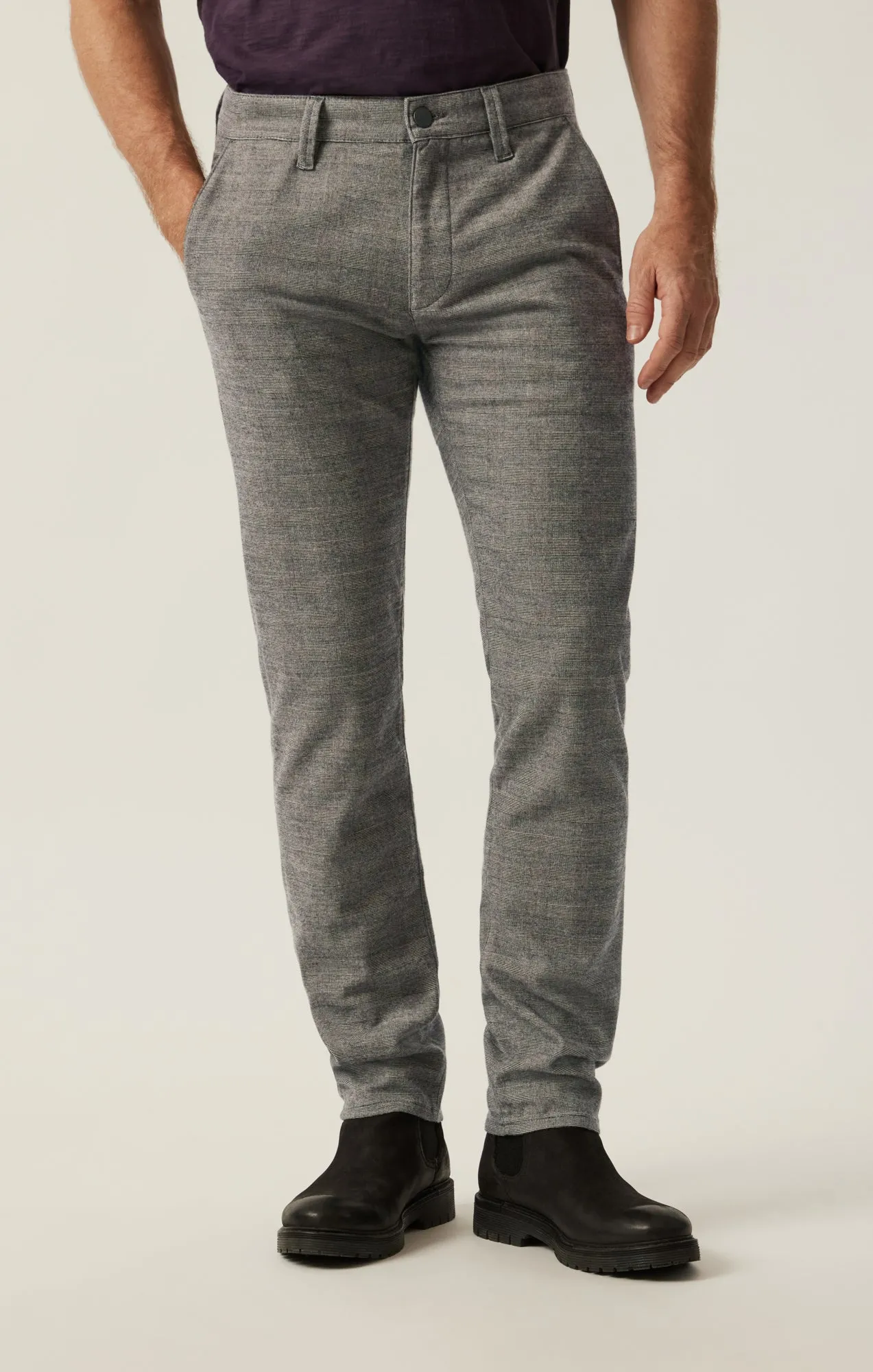 Verona Slim Leg Chino Pants in Taupe Elite Check