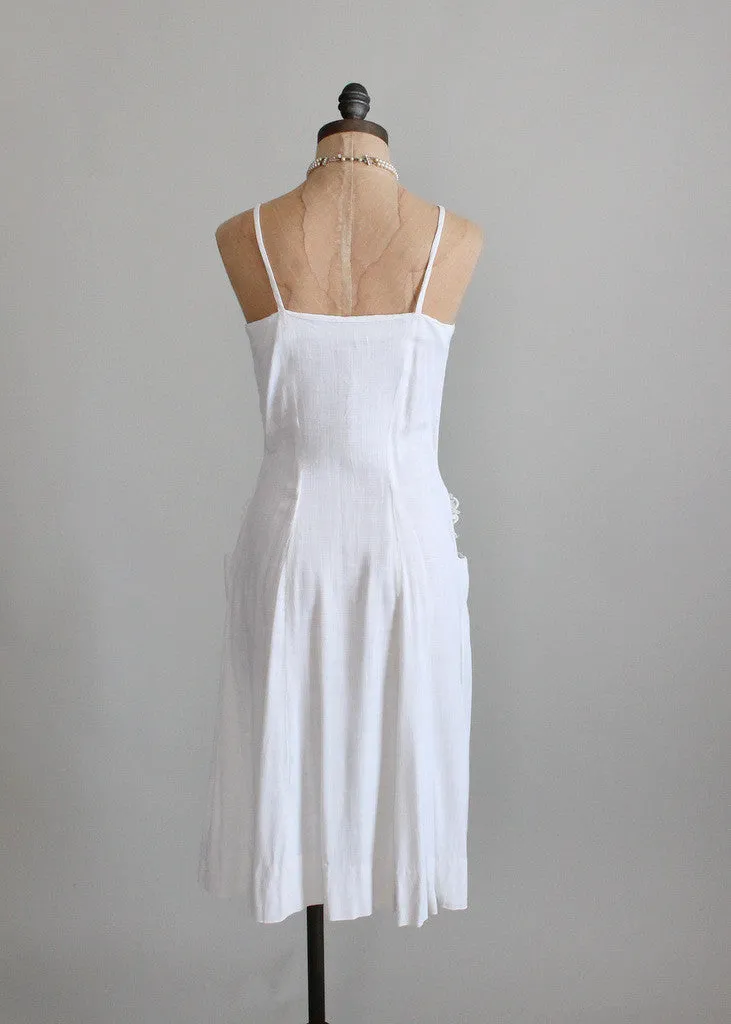 Vintage 1940s Simple White Sundress