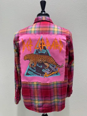 Vintage Repurposed Def Leppard Flannel