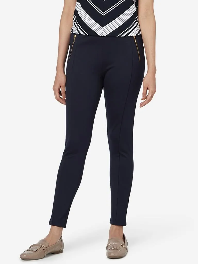 Wardrobe Navy Zip Design Kesper Pointe Pants