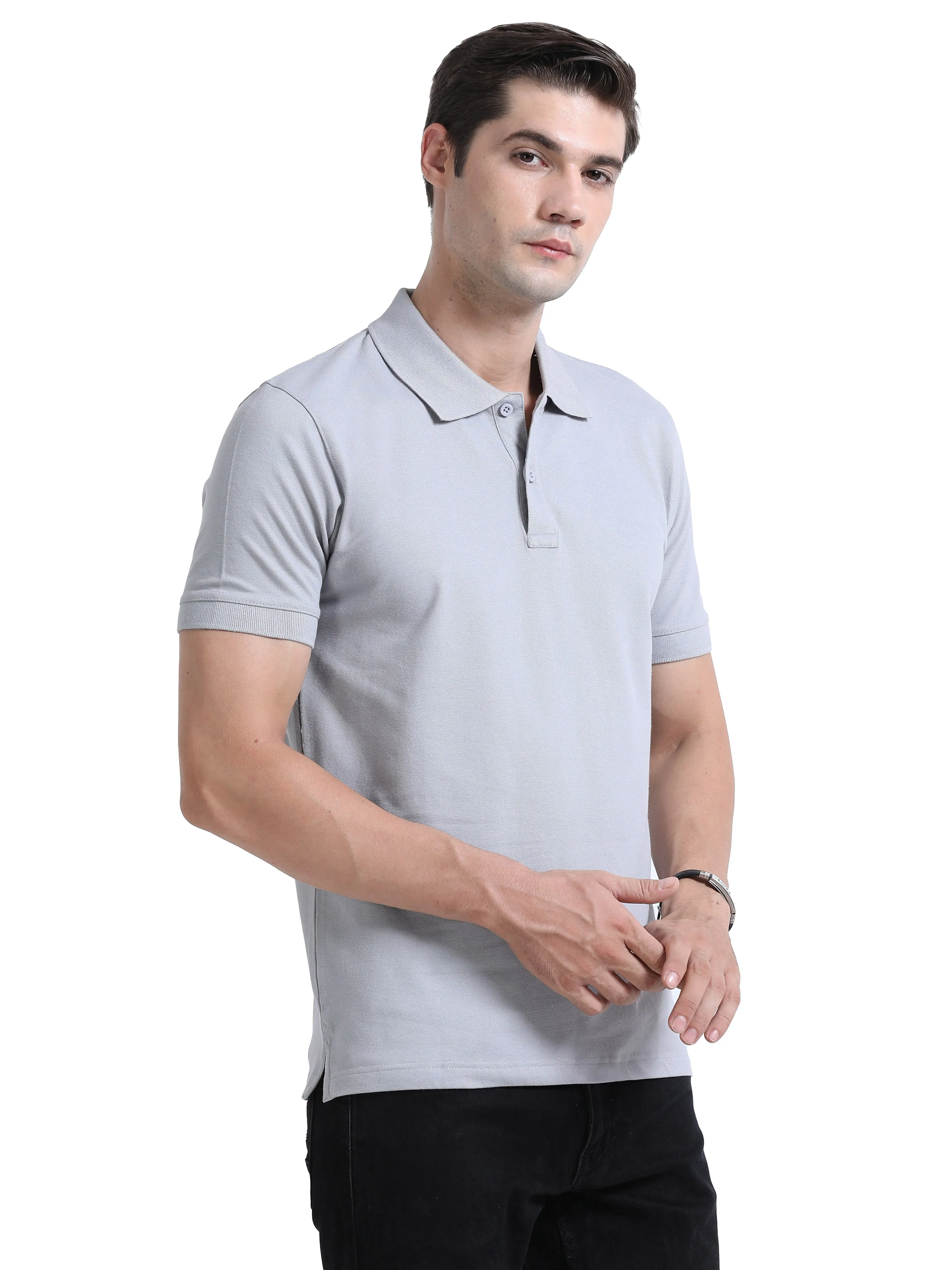 Woodwose Organic Clothing Men's Regular Fit Bamboo Polo T-shirt - Grey