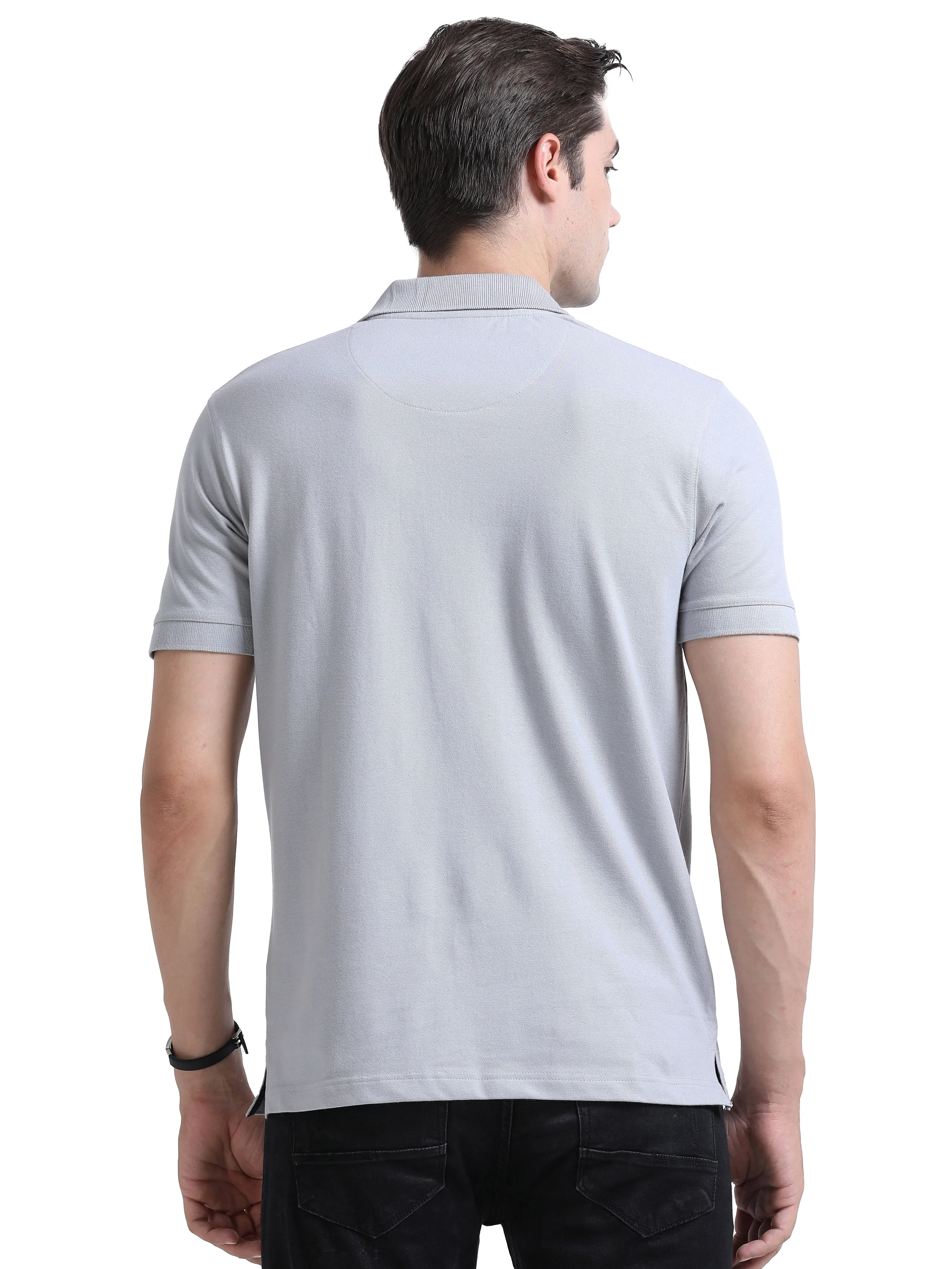 Woodwose Organic Clothing Men's Regular Fit Bamboo Polo T-shirt - Grey